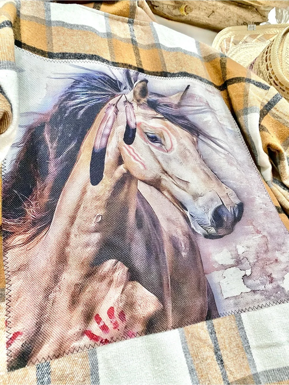 RARE Native horse upcycled boho shacket w southwestern cottagecore prairie vibe - Picture 3 of 12